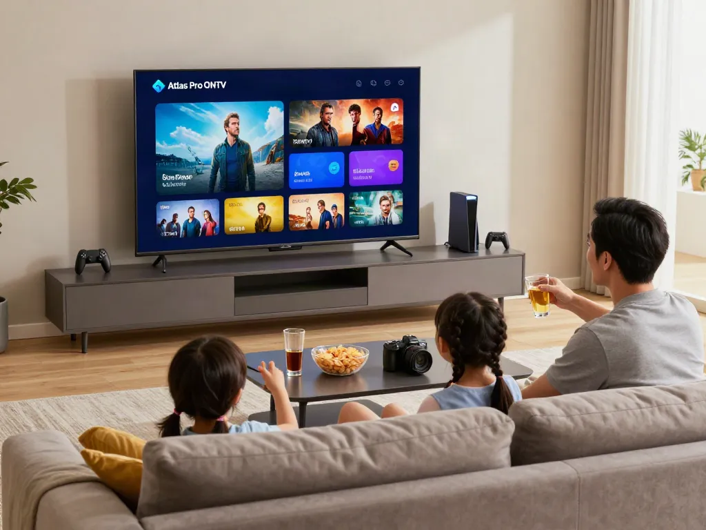 Profitez de l'application atlas pro ONTV en famille lors d'une soirée cinéma à la maison.
