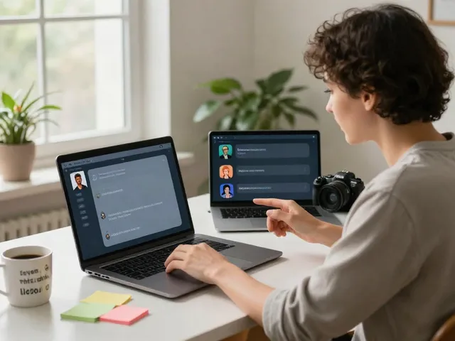 Intimate scene of a user chatting with Crush On AI on a laptop in a cozy home office.